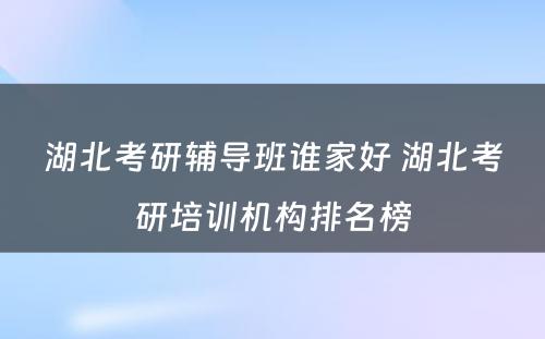 湖北考研辅导班谁家好 湖北考研培训机构排名榜