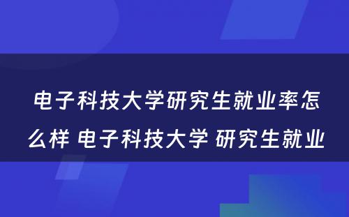 电子科技大学研究生就业率怎么样 电子科技大学 研究生就业