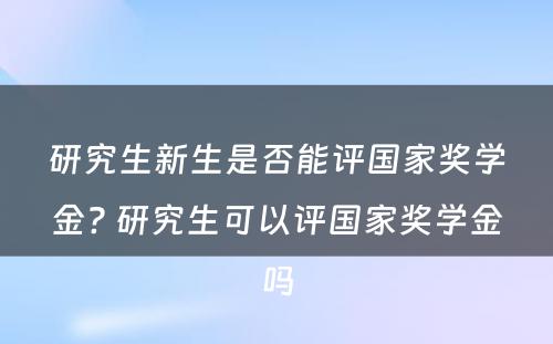 研究生新生是否能评国家奖学金? 研究生可以评国家奖学金吗