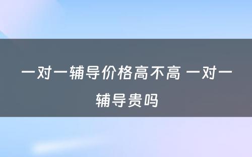 一对一辅导价格高不高 一对一辅导贵吗