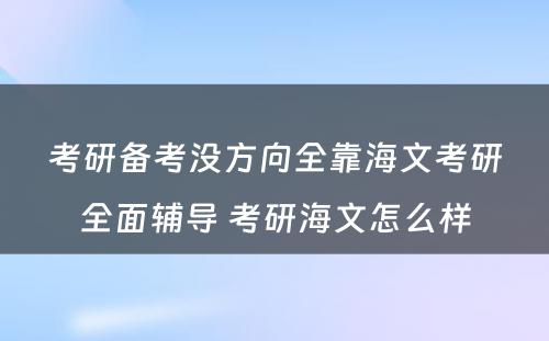 考研备考没方向全靠海文考研全面辅导 考研海文怎么样