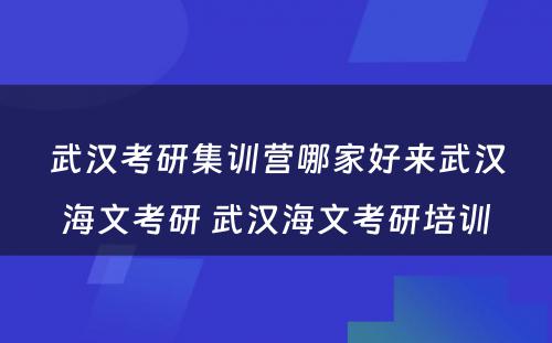 武汉考研集训营哪家好来武汉海文考研 武汉海文考研培训