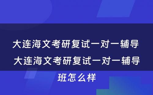 大连海文考研复试一对一辅导 大连海文考研复试一对一辅导班怎么样