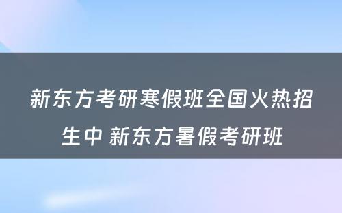 新东方考研寒假班全国火热招生中 新东方暑假考研班