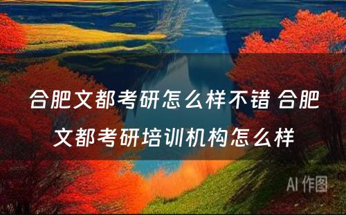 合肥文都考研怎么样不错 合肥文都考研培训机构怎么样