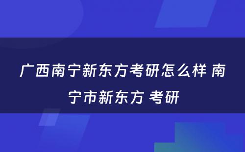 广西南宁新东方考研怎么样 南宁市新东方 考研