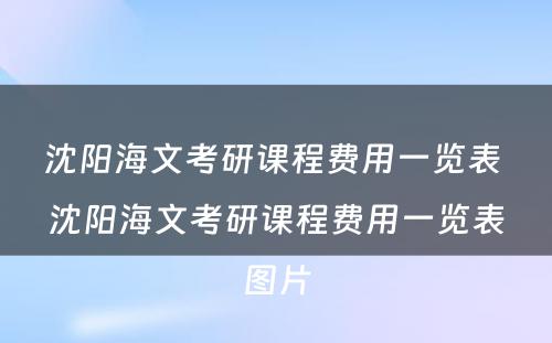 沈阳海文考研课程费用一览表 沈阳海文考研课程费用一览表图片