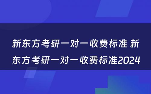 新东方考研一对一收费标准 新东方考研一对一收费标准2024