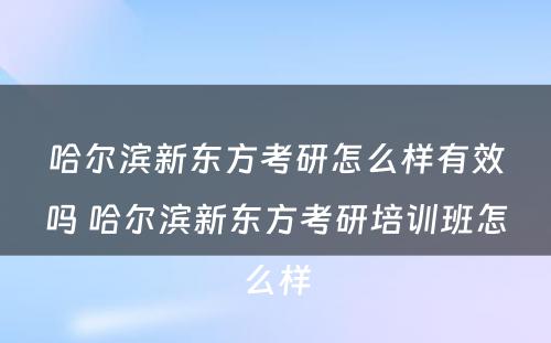 哈尔滨新东方考研怎么样有效吗 哈尔滨新东方考研培训班怎么样