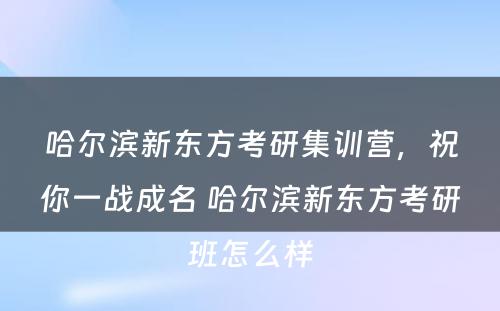 哈尔滨新东方考研集训营，祝你一战成名 哈尔滨新东方考研班怎么样