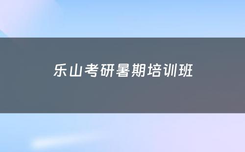 乐山考研暑期培训班