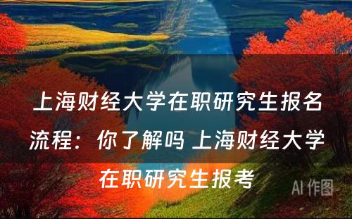 上海财经大学在职研究生报名流程：你了解吗 上海财经大学在职研究生报考