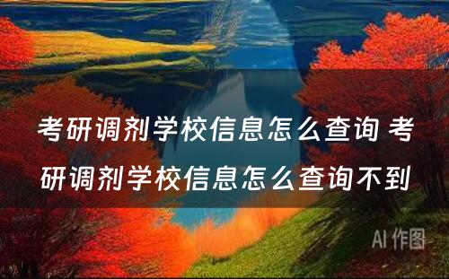 考研调剂学校信息怎么查询 考研调剂学校信息怎么查询不到