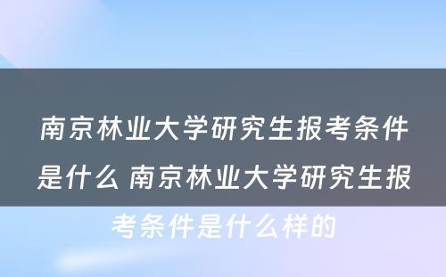 南京林业大学研究生报考条件是什么 南京林业大学研究生报考条件是什么样的