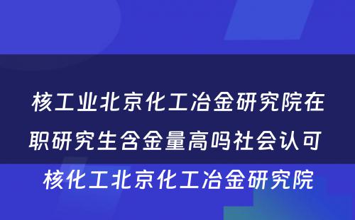 核工业北京化工冶金研究院在职研究生含金量高吗社会认可 核化工北京化工冶金研究院