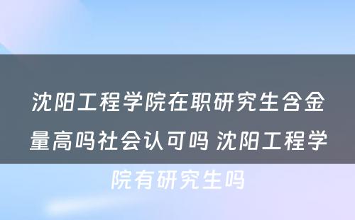 沈阳工程学院在职研究生含金量高吗社会认可吗 沈阳工程学院有研究生吗