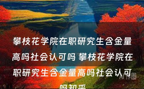 攀枝花学院在职研究生含金量高吗社会认可吗 攀枝花学院在职研究生含金量高吗社会认可吗知乎