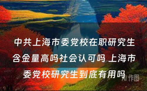 中共上海市委党校在职研究生含金量高吗社会认可吗 上海市委党校研究生到底有用吗