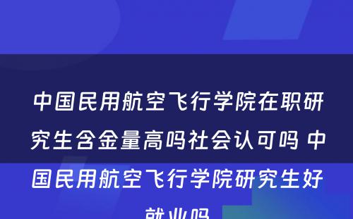 中国民用航空飞行学院在职研究生含金量高吗社会认可吗 中国民用航空飞行学院研究生好就业吗