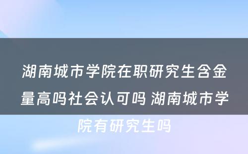 湖南城市学院在职研究生含金量高吗社会认可吗 湖南城市学院有研究生吗