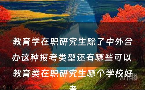 教育学在职研究生除了中外合办这种报考类型还有哪些可以 教育类在职研究生哪个学校好考