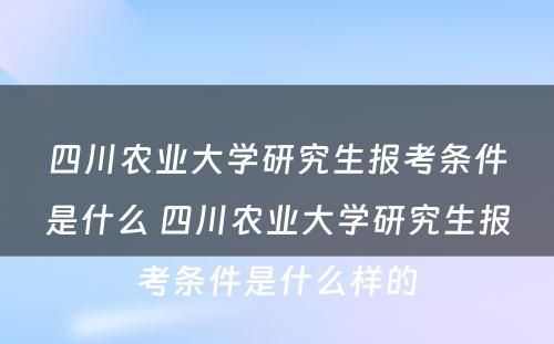 四川农业大学研究生报考条件是什么 四川农业大学研究生报考条件是什么样的