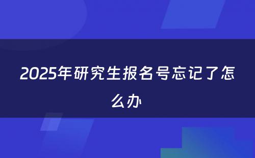 2025年研究生报名号忘记了怎么办 