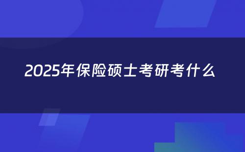 2025年保险硕士考研考什么 