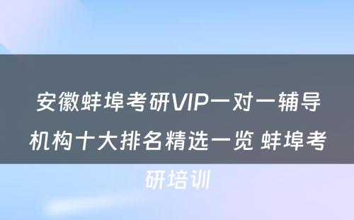 安徽蚌埠考研VIP一对一辅导机构十大排名精选一览 蚌埠考研培训