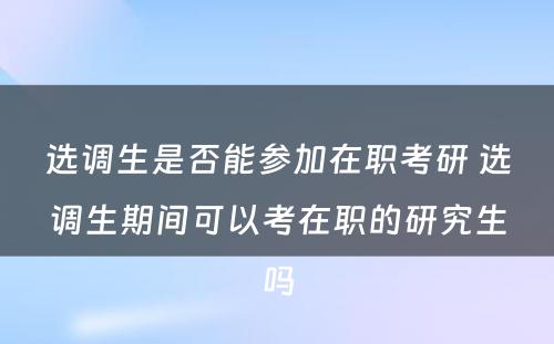 选调生是否能参加在职考研 选调生期间可以考在职的研究生吗