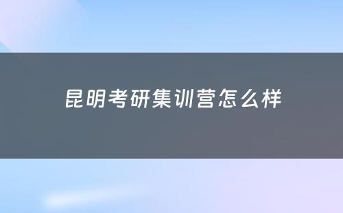 昆明考研集训营怎么样