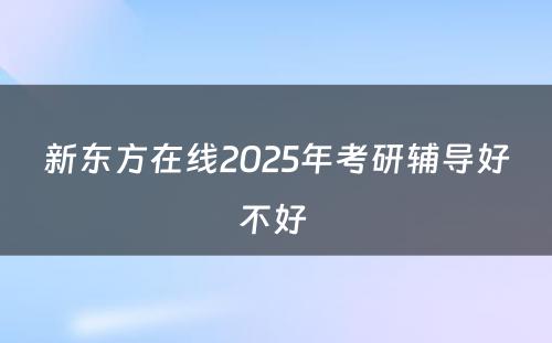 新东方在线2025年考研辅导好不好 