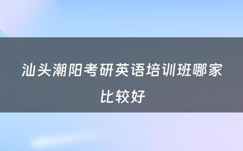 汕头潮阳考研英语培训班哪家比较好