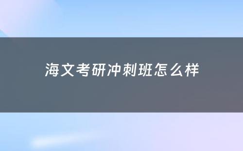 海文考研冲刺班怎么样