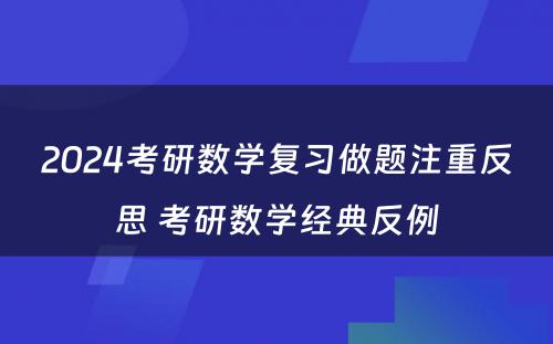 2024考研数学复习做题注重反思 考研数学经典反例