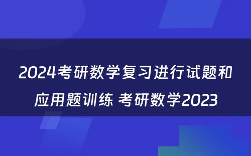 2024考研数学复习进行试题和应用题训练 考研数学2023