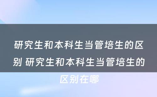 研究生和本科生当管培生的区别 研究生和本科生当管培生的区别在哪