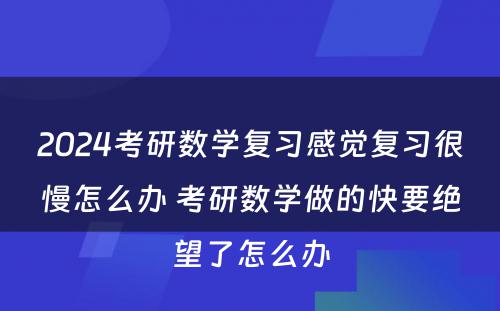 2024考研数学复习感觉复习很慢怎么办 考研数学做的快要绝望了怎么办