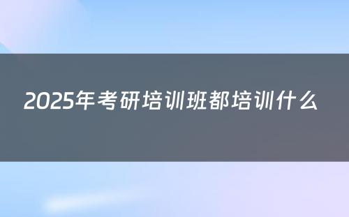 2025年考研培训班都培训什么 