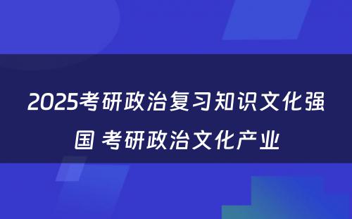 2025考研政治复习知识文化强国 考研政治文化产业