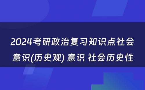 2024考研政治复习知识点社会意识(历史观) 意识 社会历史性