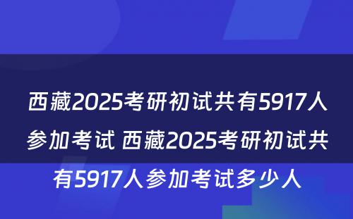 西藏2025考研初试共有5917人参加考试 西藏2025考研初试共有5917人参加考试多少人