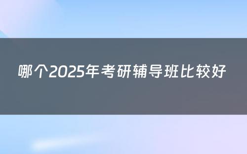 哪个2025年考研辅导班比较好 