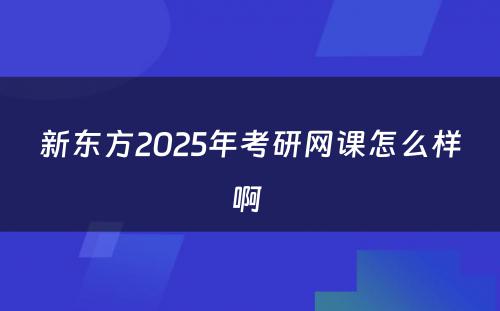 新东方2025年考研网课怎么样啊 