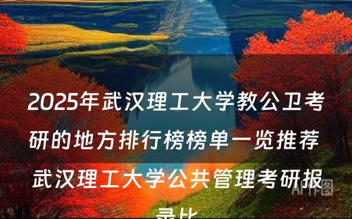 2025年武汉理工大学教公卫考研的地方排行榜榜单一览推荐 武汉理工大学公共管理考研报录比