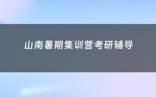 山南暑期集训营考研辅导