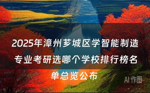 2025年漳州芗城区学智能制造专业考研选哪个学校排行榜名单总览公布 