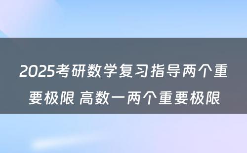 2025考研数学复习指导两个重要极限 高数一两个重要极限