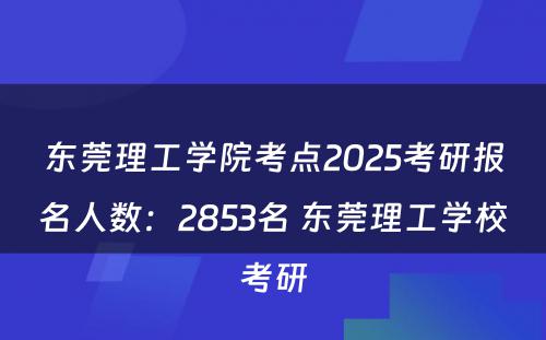 东莞理工学院考点2025考研报名人数：2853名 东莞理工学校考研