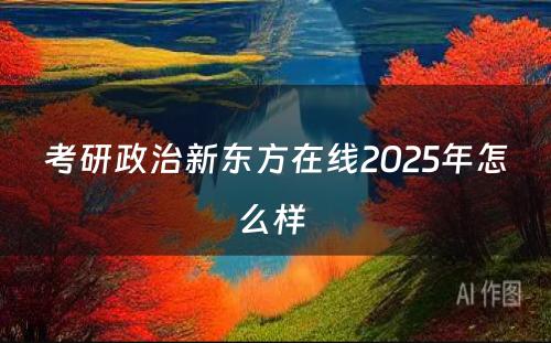 考研政治新东方在线2025年怎么样 